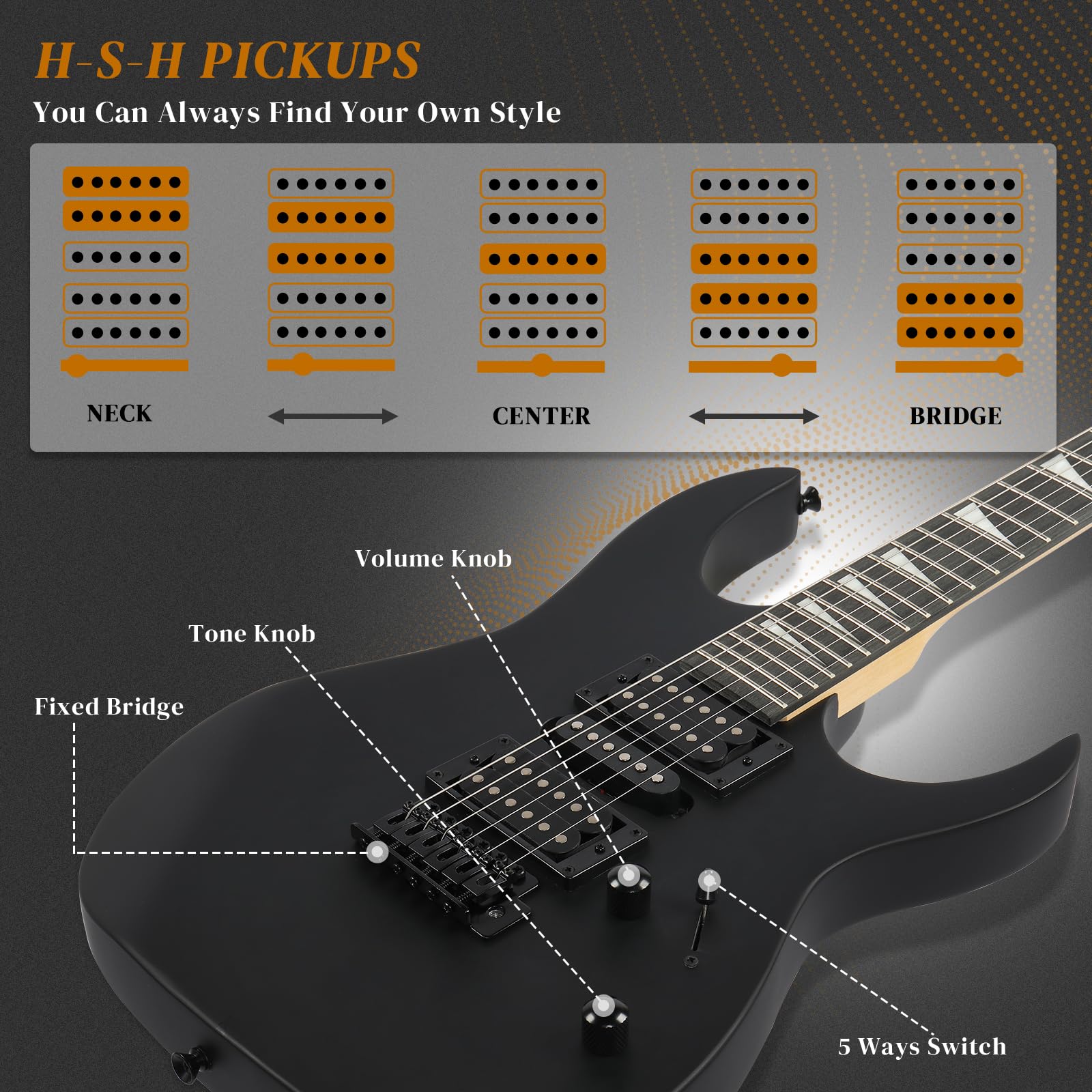 Ktaxon 39'' Electric Guitar with 20Watt Amp, Full Size 170 Model Starter Guitar Kit for Beginners & Professional W/Bag, Strap, U